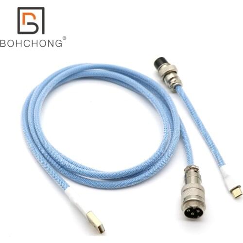 Custom Make PET Double Sleeved USB to Micro Cable for Mechanical Keyboard Cable With GX16 Aviator