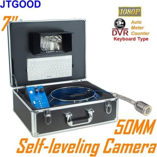 JTGOOD 7" Monitor 50MM Self-Leveling Camera DVR HD1080P Keyboard Auto Meter Counter Pipe Inspection Camera Pipeline Endoscope