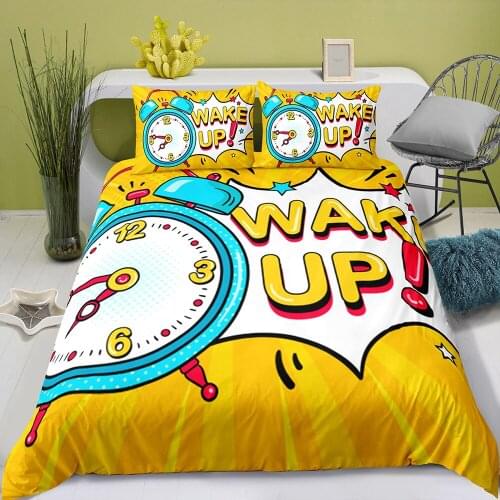 2/3 Pieces Time Clock Bedding Set Cover Set Cartoon Duvet Cover Bedding Luxury Bedroom Bed Quilt Cover For Kids Bed Cover Set
