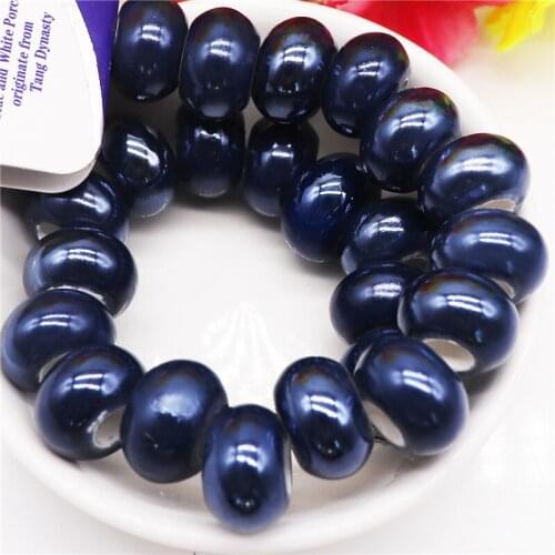 10Pcs Round Porcelain Beads Ceramic Loose Beads Rondelle Slide Beads Round Spacer Beads for DIY Pandora Bracelet Jewelry Making