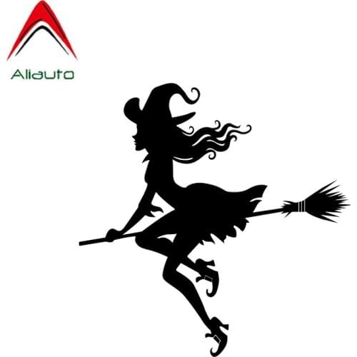 Aliauto Fashion Coolest Car Sticker Evil Witch Flying In The Sky Girl New Design Style Vinyl Decal Black/Silver,13cm*13cm