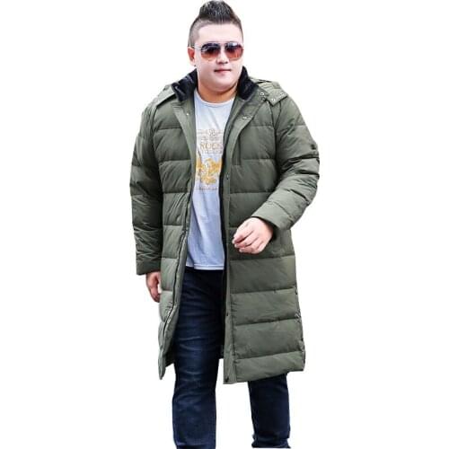 2019 Mens Winter Jacket Fashion Hooded Warm Cotton Casual Jacket Mens Long Over Knee Oversized Jacket for 170kg Mens Wear