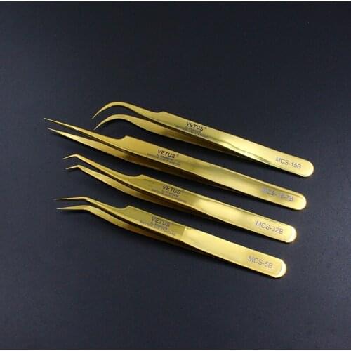 Vetus Super Precision Eyebrow Tweezer Golden Makeup Tool Professional for Volumn Eyelashes Extension Excellent Closure Pinzas