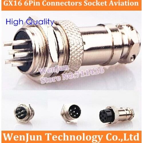 Drop Shipping NEW GX16 6 Pin 6p Connectors Socket Aviation Plug 16mm Male & Female