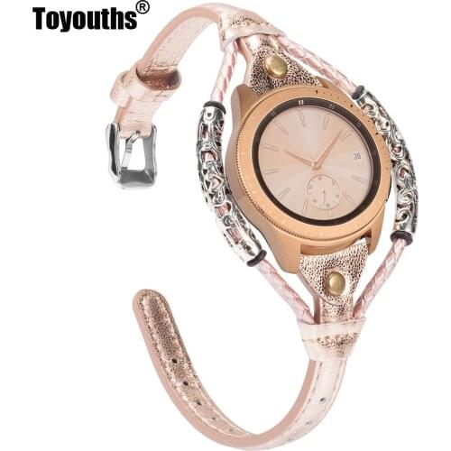 Leather Band for Samsung Galaxy Watch 42mm/Active 2 40mm 44mm Replacement 20mm Genuine Vintage Leather Strap for Active 40mm