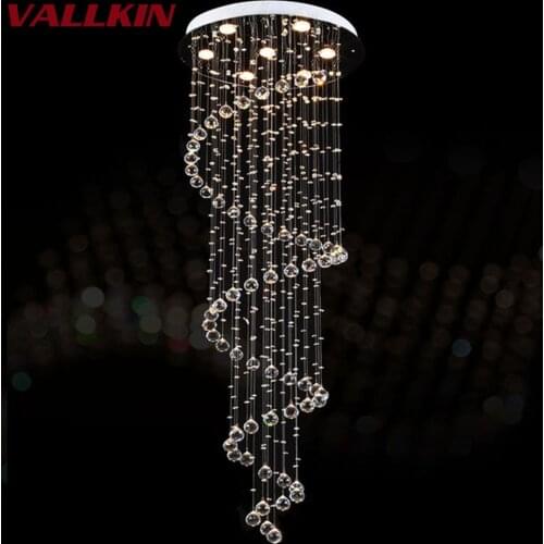 Luxury Modern Large Big Stair Long Spiral Crystal Chandeliers Lighting Fixture for Staircase Rain Drop Pendants Lamps