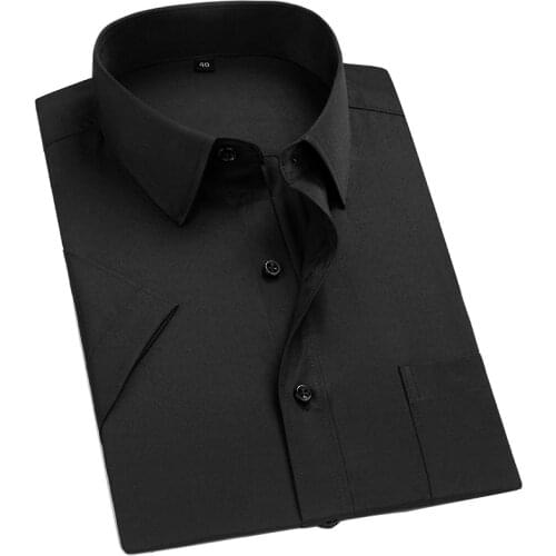 Aoliwen brand high quality men summer cool solid color short sleeve shirt casual breathable comfortable wrinkle resistant shirts