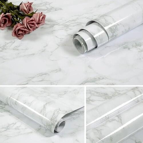 2 Colors Self Adhesive Marble Wallpaper Peel And Stick Waterproof Bathroom Kitchen Cabinets Desktop Stickers Home Decor Film
