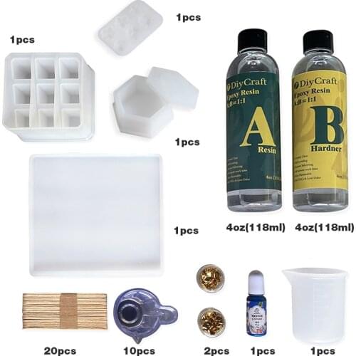 Silicone Resin Molds Epoxy Molds Makeup Jewelry Display Tray Molds Kit with 9-Slot Lipstick Organizer Pen Holder Hexagon