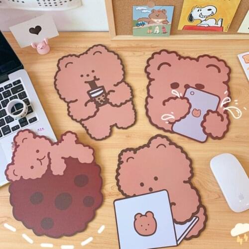 Cute Cartoon Chocolate Bear Mouse Pad Student Notebook Rubber Pad Keyboard Protection Pad Office Desktop Non-slip Mouse Pad