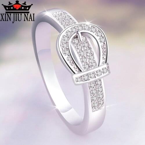 Wedding CZ original design waistband buckle ring womens rings inlaid with high quality zircon CZ leisure jewelry exquisite gift