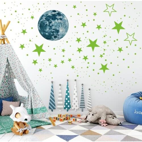 435pcs 30cm Luminous Moon Stars Wall Stickers Grow In The Dark Kids Room Decor Wall Decals Ceiling Stairs Wallpaper Home Decor