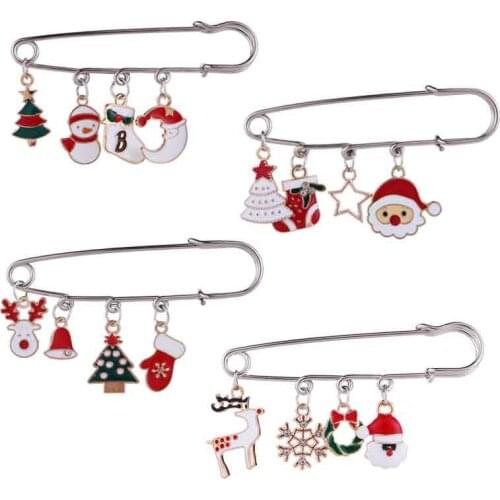 Wollet 2020 Jewelry Fashion Creative Ornaments Christmas Brooch Cartoon Elk Snowman Santa Claus Animal Pin Female Sweater