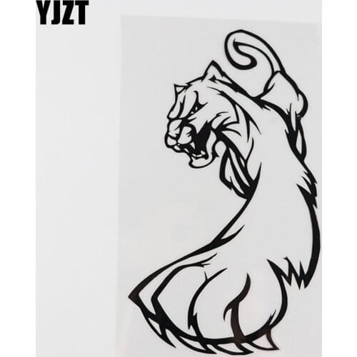 YJZT 10.1CMX17.1CM Beast Predator Lynx Wild Cat Claws Grin Fangs Vinyl Car Sticker Black/Silver 8A-0141