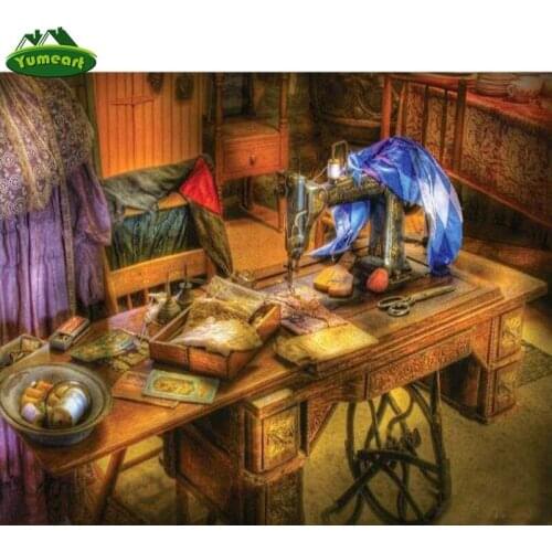 YUMEART DIY 5D Diamond Painting Mothers Sewing Machine Full Rhinestones Cross Stitch 5D Mosaic Diamond Embroidery Home Decor