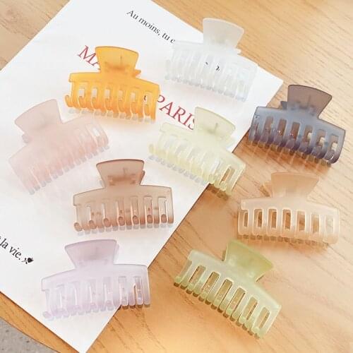 New Women Elegant Candy Colors Matte Translucent Square Hair Claws Sweet Hair Clips Hairpins Headband Fashion Hair Accessories