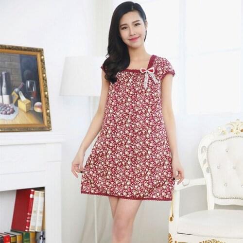 Spring summer nightdress ladies small floral cotton Japanese cute plus fat plus size Princess nightdress pijama home Sleepwear