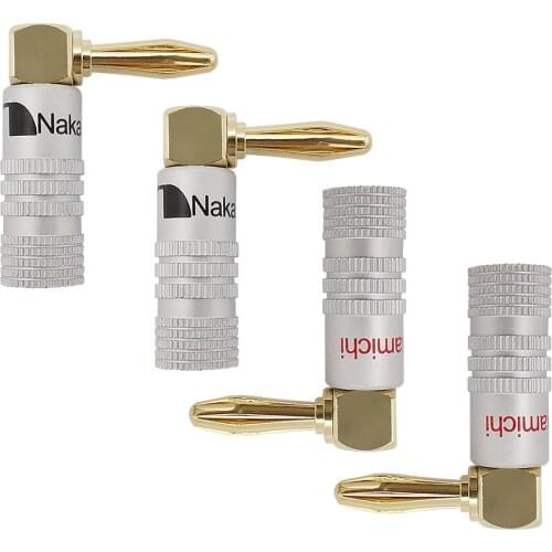1/2Pair 4mm Banana Plug Connector Right Angle 90 Degree Banana Plug Connector Banana Audio Speaker Cable Adapter Gold-Plated
