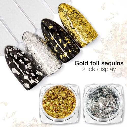 1 Box Gold Silver Irregular Aluminum Foil Paper Nail Art Sticker 3D Glitter DIY Manicure UV Gel Polish Nail Decoration Tools