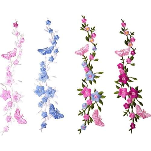 1 Pc Butterflies Flower Applique Clothing Embroidery Patch Fabric Sticker Iron On Sew On Patch Craft Sewing Repair Embroidered