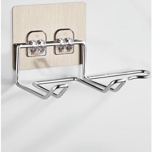 1pcs Hair Dryer Holder Blower Organizer Adhesive Wall Mounted Storage Rack Nail Free No Drilling Stainless Steel Hanger Bathroom