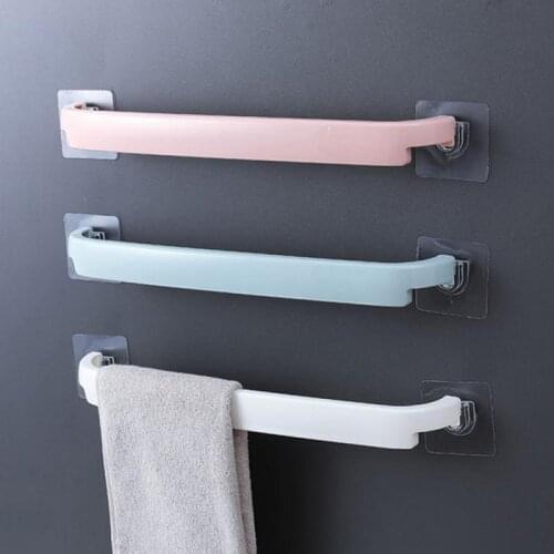 1 Pcs High Viscosity Punch-free Bathroom Towel Rail Rack Holder Wall Mounted Self-adhesive Hanging Hanger Shelf Bathroom Tools