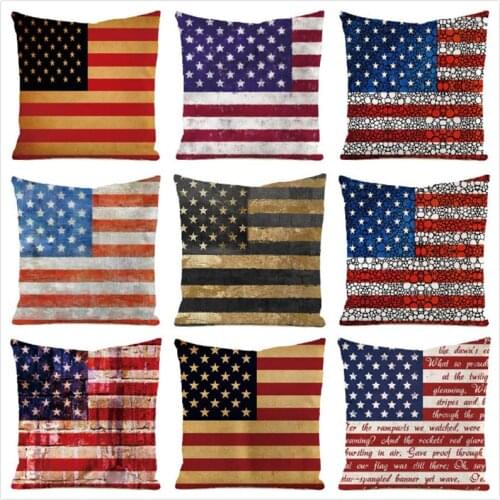 45cm*45cm ** US Flag** Inimitated Silk Fabric Throw Pillow Covers Couch Cushion Cover Home Decorative Pillows Pillow Case