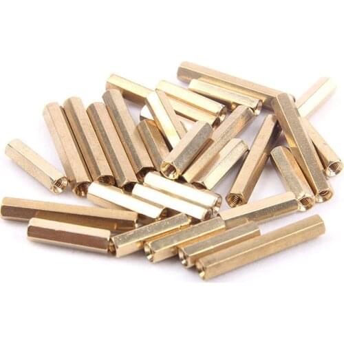 50PCS M3 Brass Hollow Standoff Spacer M3 Female TO M3 Female Hexagonal Pillars Nut W/Length 4/5/6/7/8/9/10/12/13/15/16/20/25MM
