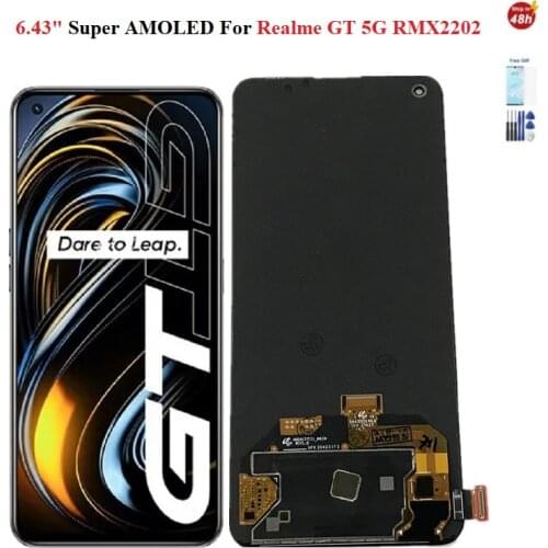 6.43 Inch Super AMOLED for Realme GT 5G LCD RMX2202 Display Touch Screen Digitizer for Reale GT Display RMX2202 LCD Screen