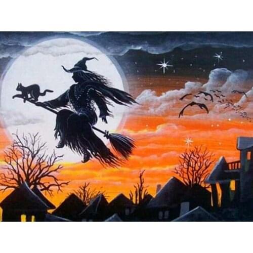 Diamond Painting Cross Stitch Witch Full Square Round Diy 5d Diamond Embroidery Picture Rhinestone Art