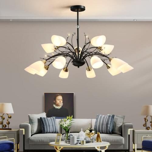 American Simple Chandelier Lighting Restaurant Crystal Chandelier Creative Bedroom Lighting Modern Hall Living Room Chandeliers
