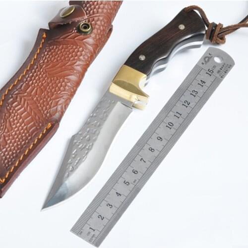 Free shipping Forging high carbon steel mirror light straight knife outdoor knife fruit knife camping survival tool