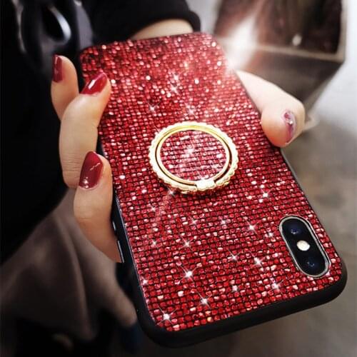 Bling Glitter Diamond Ring Bracket Case For Samsung Galaxy Note 20 Ultra Cover For Samsung S20 Plus A01 A11 A31 A41 A21S Cover