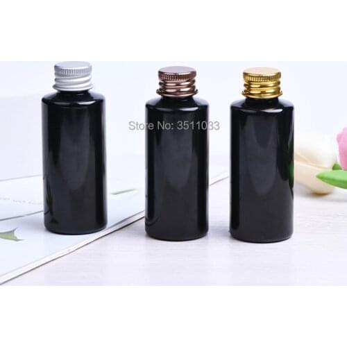 30/50/100pcs 60ML Black Plastic Bottles PET Empty Bottles With Aluminum Screw Cap Cosmetic Toner Lotion Cream Vials Container