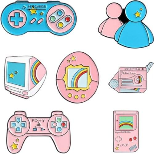 Old style enamel game brooch display Gacha gamepad lapel pin schoolbag shirt badge fun jewelry friends kids gifts