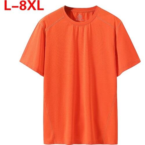 New Summer Solid Mens Ice Silk Thin Short Sleeve Mens Loose Short Sleeve T-Shirt Plus size T Shirt for Men 5XL 6XL 7XL 8XL