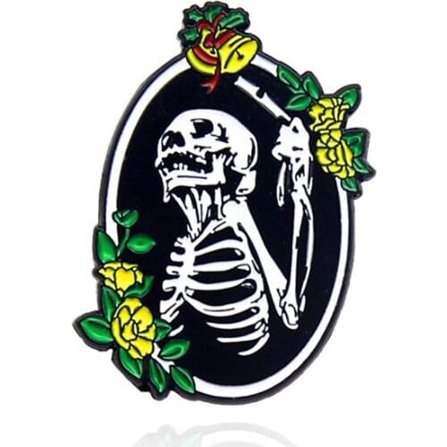 Halloween Death Skeleton Enamel Pins Gothic Skull knife Dark Ghost Brooches bag Lapel Badge Punk Jewelry Gift for Friends Kids