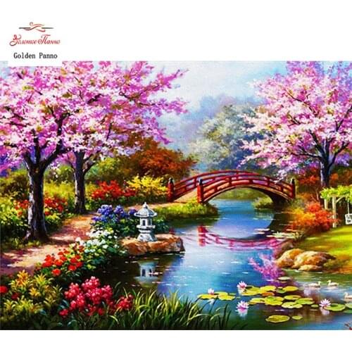 GOLDEN PANNO Diamond Painting Full Square Diy Daimond Embroidery Diamant Mosaic Sale Displasy Broderie Diamant Rural landscape
