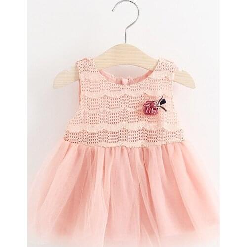 Hot Style Children Summer Clothes Pink Corsage Hollow-out Lace Stitching Veil Baby Girl Princess Pinafore Dress Braces Dresses
