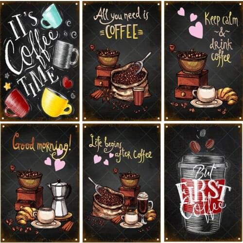 Coffee Menu For Cafe Bar Pub Wall Metal Sign Vintage Home Kitchen Cafe Decor Tin Signs Metal Plaque Retro Plate Metal Poster