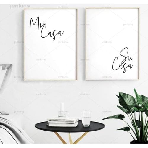 Mi Casa Su Casa Prints Guest Room Wall Art Decor Spanish Quotes Modern Minimalist Posters Black White Pictures Home Decoration