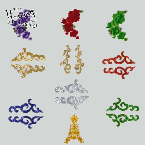 Fashion Embroidered Applique Sequin Iron on patches Sewing Fabric Badges Sticker DIY Clothing Decoration Accessories C6741-C6756