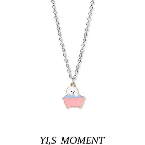 Fashion Choker Necklaces for Women Teddy Dog in the bath Sweater matching Jewelry Party Gifts