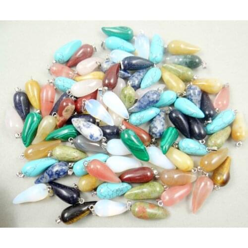 Natural stone Quartz Crystal Turquoises lapis Opal tiger eye pepper pendant for diy Jewelry making necklace Accessories50PCS