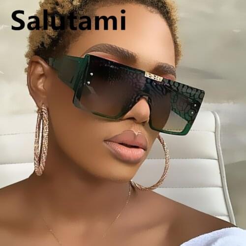 New Luxury Brand Sunglasses For Women One Piece Oversized Square Sun Glasses Men Hip Hop Wide Leg Flat Eyewear Female Fashion