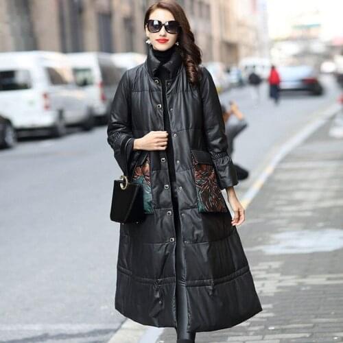 Genuine Leather Women Winter Warm Jacket Real Sheepskin Coat Korean Vintage Womens Down Jackets HQ18-ZYZ261100B YY358