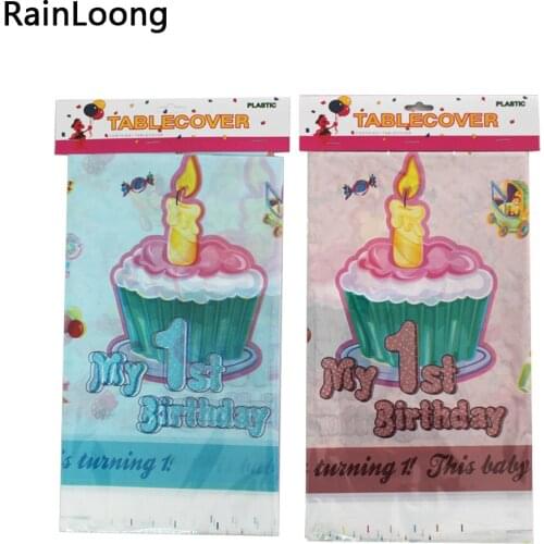 Plastic Table Cloth My 1st Birthday For Boy And Girl Table Cover Tablecloth Napkin For Kids Birthday Party Decorations