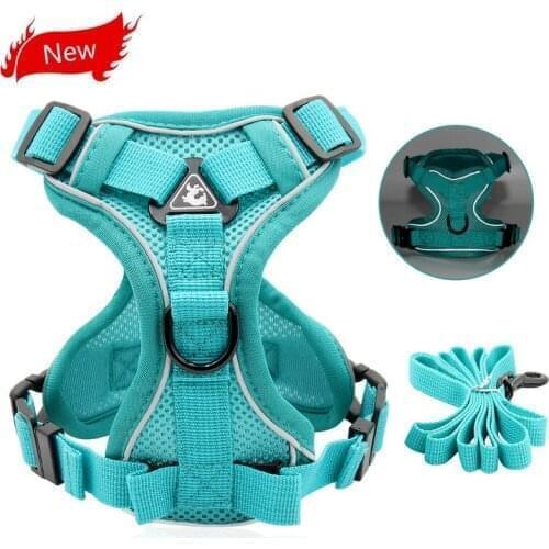 Pet Dog Harness And Leash Set Polyester Breathable And Reflective Adjustable Pet Harness Small Medium Cats Dogs French Bulldog