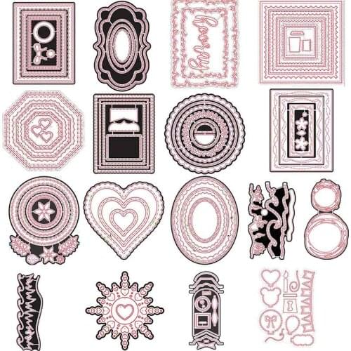 Rectangle Frames Heart Love Shape Frame Metal Cutting Dies For Scrapbooking Craft Die Cut Card Making Embossing Stencil