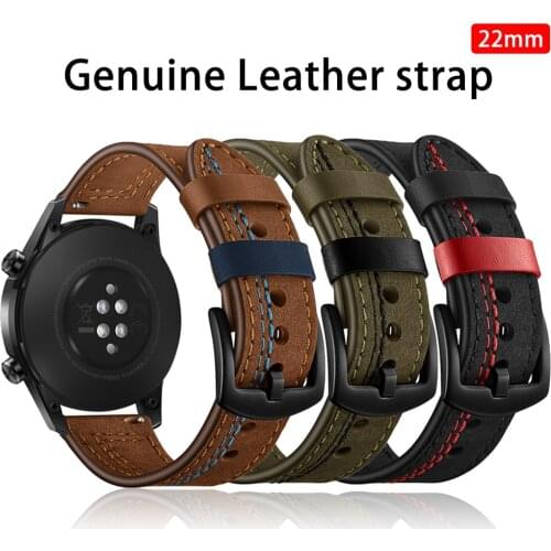 Strap for Samsung Watch 3 45/46mm gear s3 frontier Genuine Leather correa Amazfit GTR 47mm bracelet HUAWEI watch GT2/2e/pro band